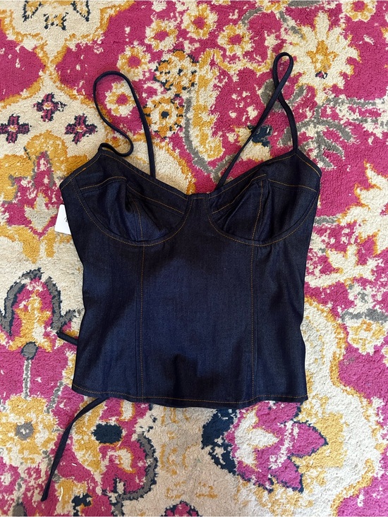 spencer and ella Tops - Dark Indigo Denim Bustier Cami with Adjustable Straps
